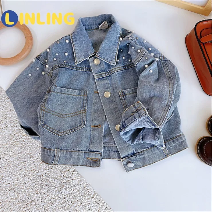 

LINLING Spring Kid Cool Jacket Boy Cotton Clothes Children's Denim Coats Fashion Style Unisex Autumn Girl Clothes Casual V771