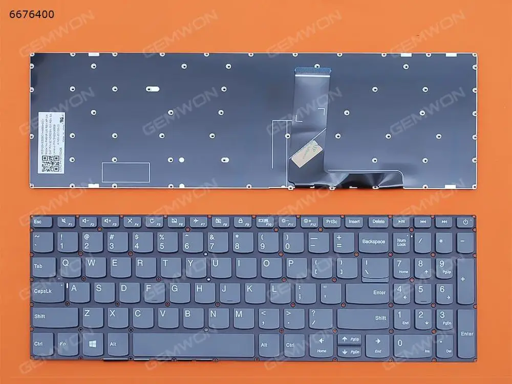 Клавиатура для ноутбука Lenovo IdeaPad 320-15ABR 320-15IAP 320-15AST 320-15IKB 320-15ISK grey win8 язык США |
