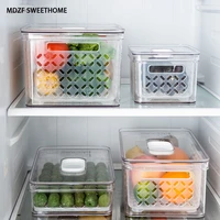 refrigerator food storage containers with drainer kitchen vegetable fruit fresh storage box with lid fridge stackable organizer