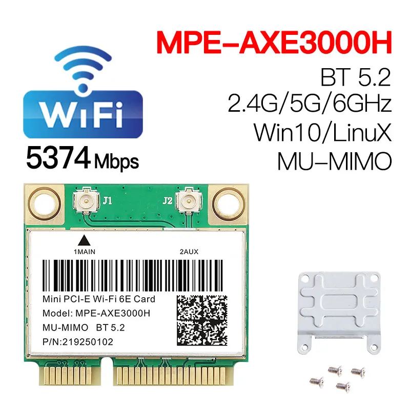 Трехдиапазонная 5374 Мбит/с WiFi 6E AX210 Mpe-AXE3000H Беспроводная Карта BT 5 2 для мини PCIE Wi-Fi