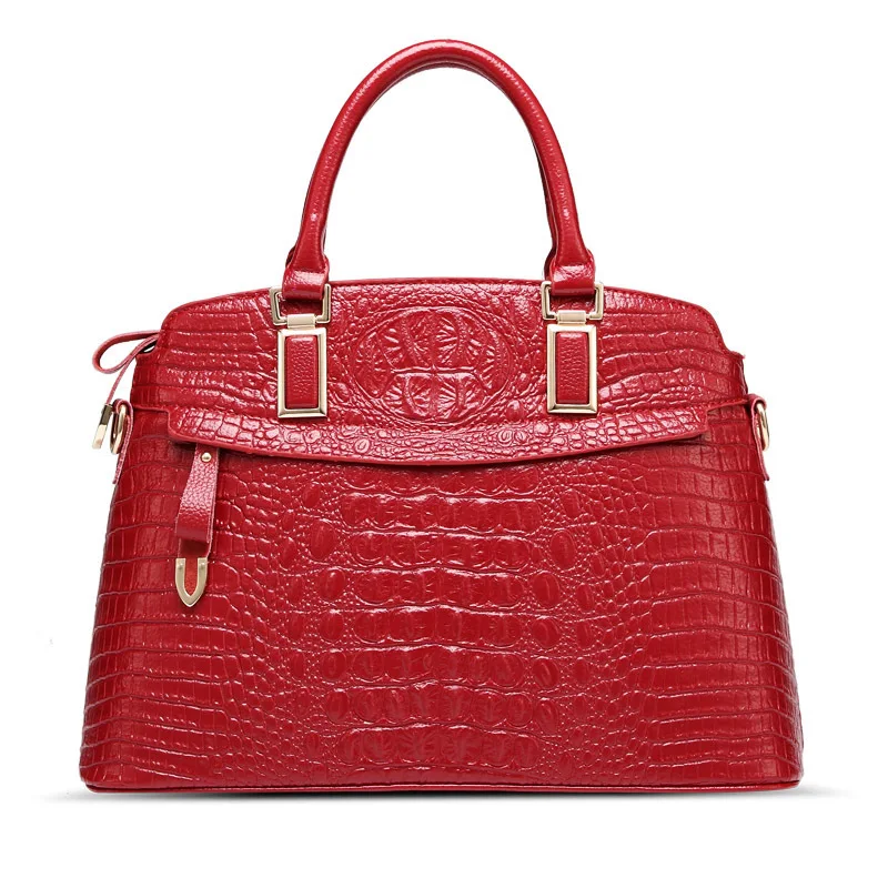 Сумка крокодиловая женская из экокожи модный саквояж на плечо брендовая