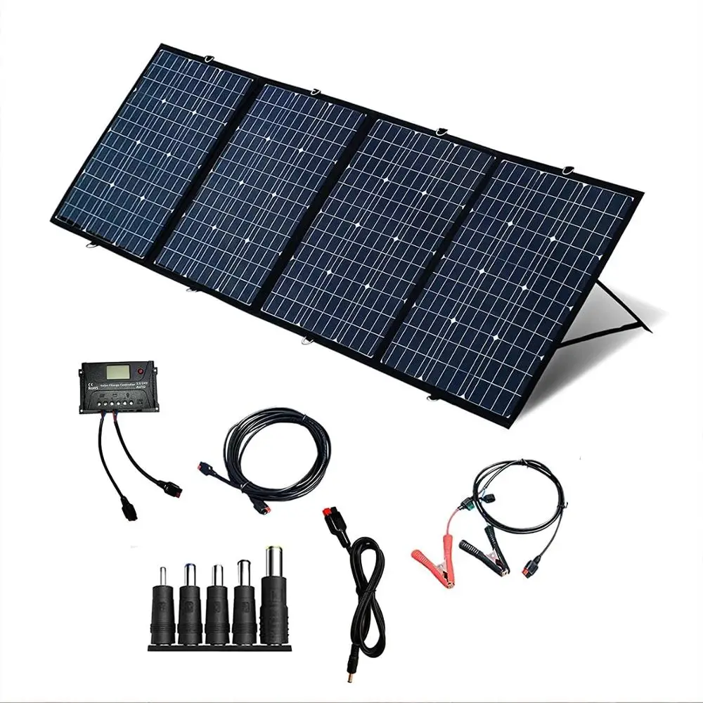 

200w portable folding solar charger 12v 240W waterproof foldable solar panel kit charger RV hiking camping