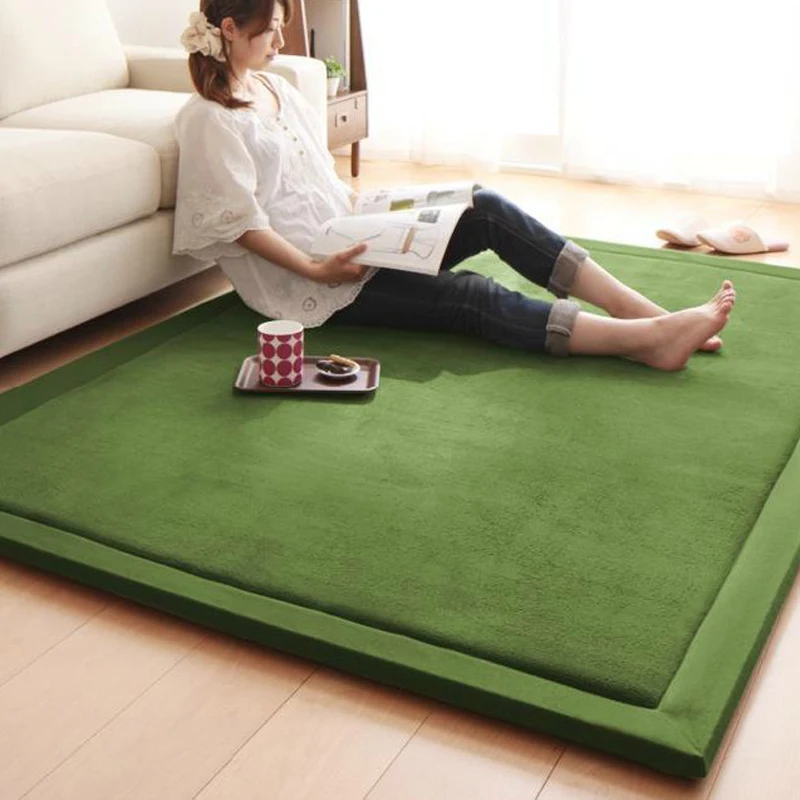 

QWZ New 2CM Thick Play Mats Coral Fleece Blanket Barpet Bhildren Baby Crawling Tatami Mats Cushion Mattress for Bedroom