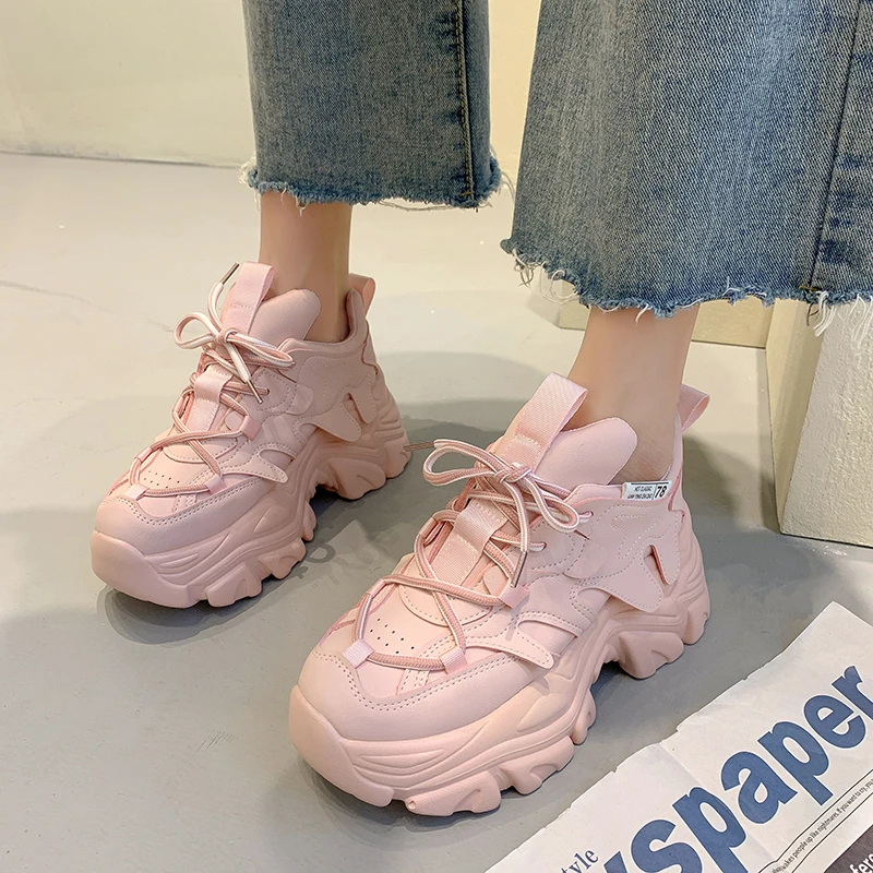

2021 Chunky Sneakers Women Casual Platform Shoes Fashion Height Increasing Ladies Trainers Sport Sneakers Woman Zapatillas Mujer