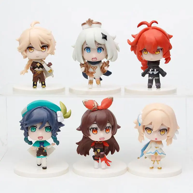 

6Pcs/set Anime Figure Genshin Impact Paimon Action Figures Klee Paimon Barbatos Aether Diluc Figurine Doll Toys Model Gifts Toys