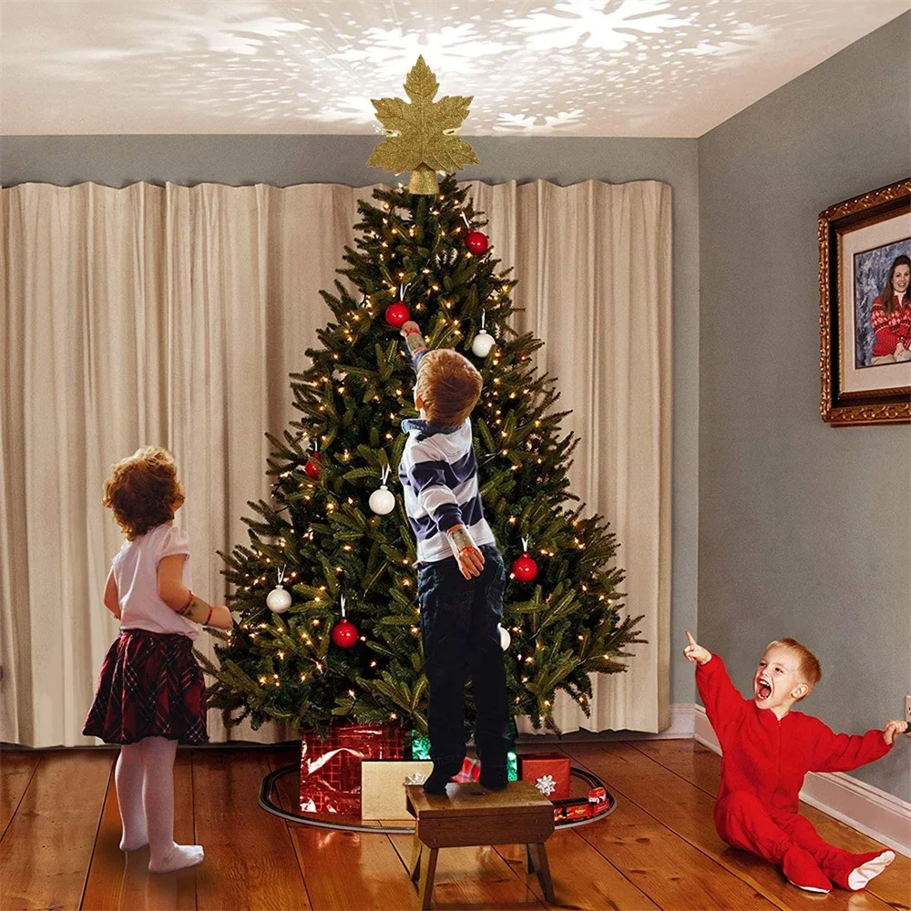 Рождественская елка Топпер Звездная с вращающимся 3D снежинкой проектор