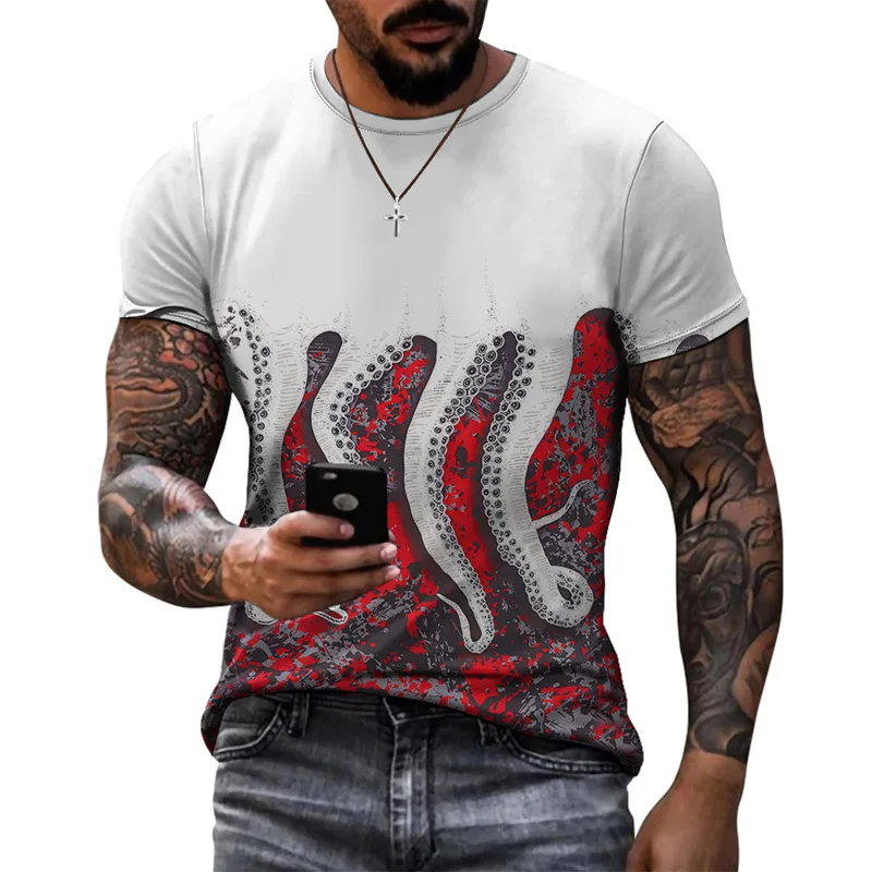 

New European and American New Pattern Digital Printing Men's Short-Sleeved T-shirt