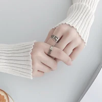 fmily retro fashion 925 sterling silver simple belt buckle personality ring hip hop punk exaggerated jewelryfor girlfriend gifts