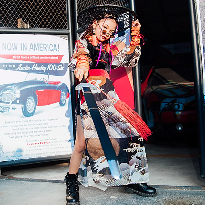 

New Kids Jazz Dance Costumes Chinese Style Catwalk Show Fashion Clothing Girls Hip Hop Street Dance Performance Clothes