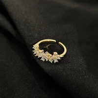2021 new exquisite crystal flower simple adjustable rings fashion temperament versatile open rings elegant women jewelry