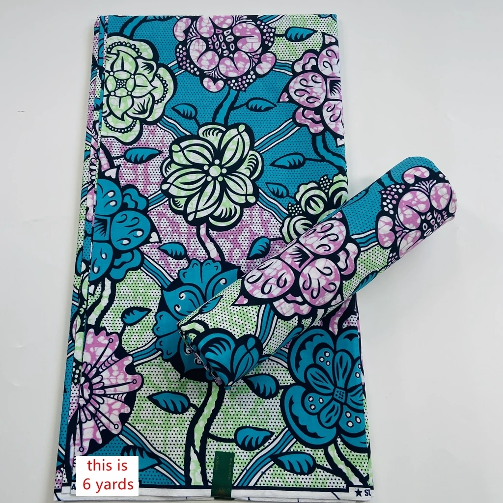 

Африканская восковая ткань с принтом Анкары, 100% хлопок, в нигерийском стиле, лоскутное шитье, гарантированно, настоящий товар для платьев