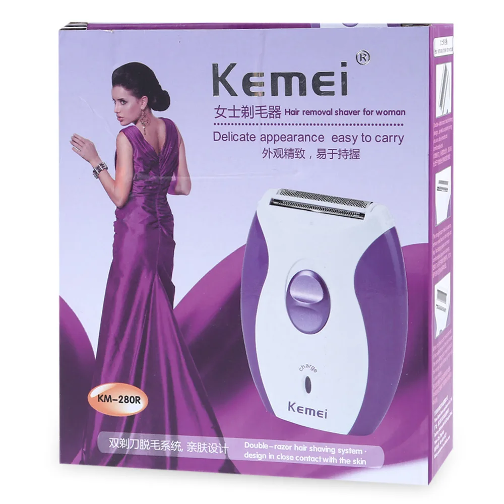 Kemei Electric Epilator Mini Rechargeable Hair Removal Shaver Lady Epilators Bikini Shaving Machine for Female EU PLUG 43D
