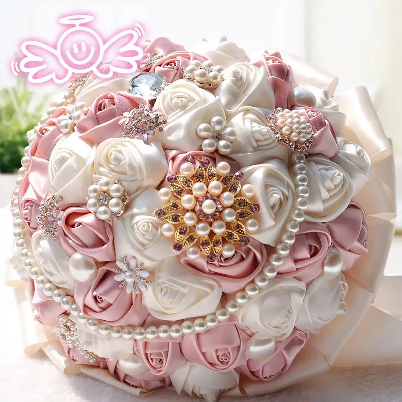 

Wedding Bride Brooch Bouquet Gorgeous Beaded Crystal Holding Rose Flowers Party Craft Gifts