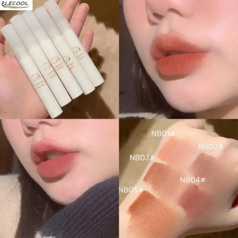 

ELECOOL Lipstick Waterproof Long Lasting Matte+Shimmer Mental Beauty Lip Gloss Glitter Beauty Red Lip Tint New Cosmetics Tools