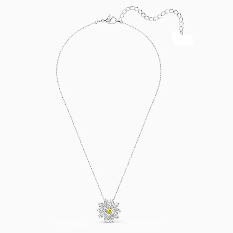 

Fashion New SWA Eternal Flower Pendant Yellow Daisy Charm Exquisite Crystal White Gold Necklace Ladies High Charm Jewelry Gift