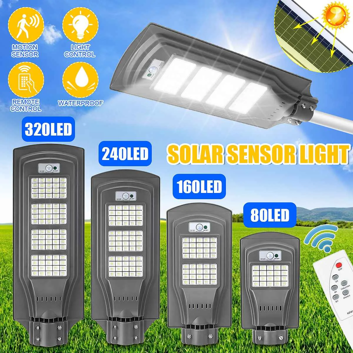 

Solar Light Outdoor Waterproof Wireless Sensor PIR Motion Remote Control Street Garden Lights Upgrade Enhanced