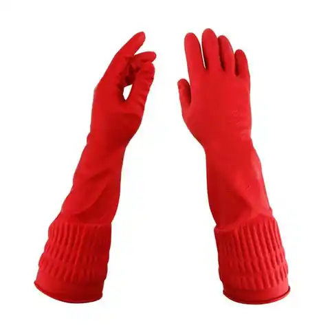 Латексные перчатки для мытья посуды с длинным рукавом для женщин, домашняя кухня, Зимние перчатки для мытья посуды, Защитные Руки для уборки...