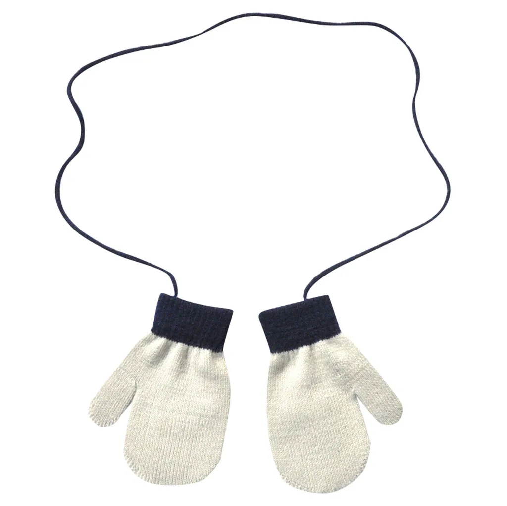 Winter Warm Patchwork Knitted Cute With String Gloves Mittens For Children Toddler Kidscycling Climbing Outdoor | Аксессуары для