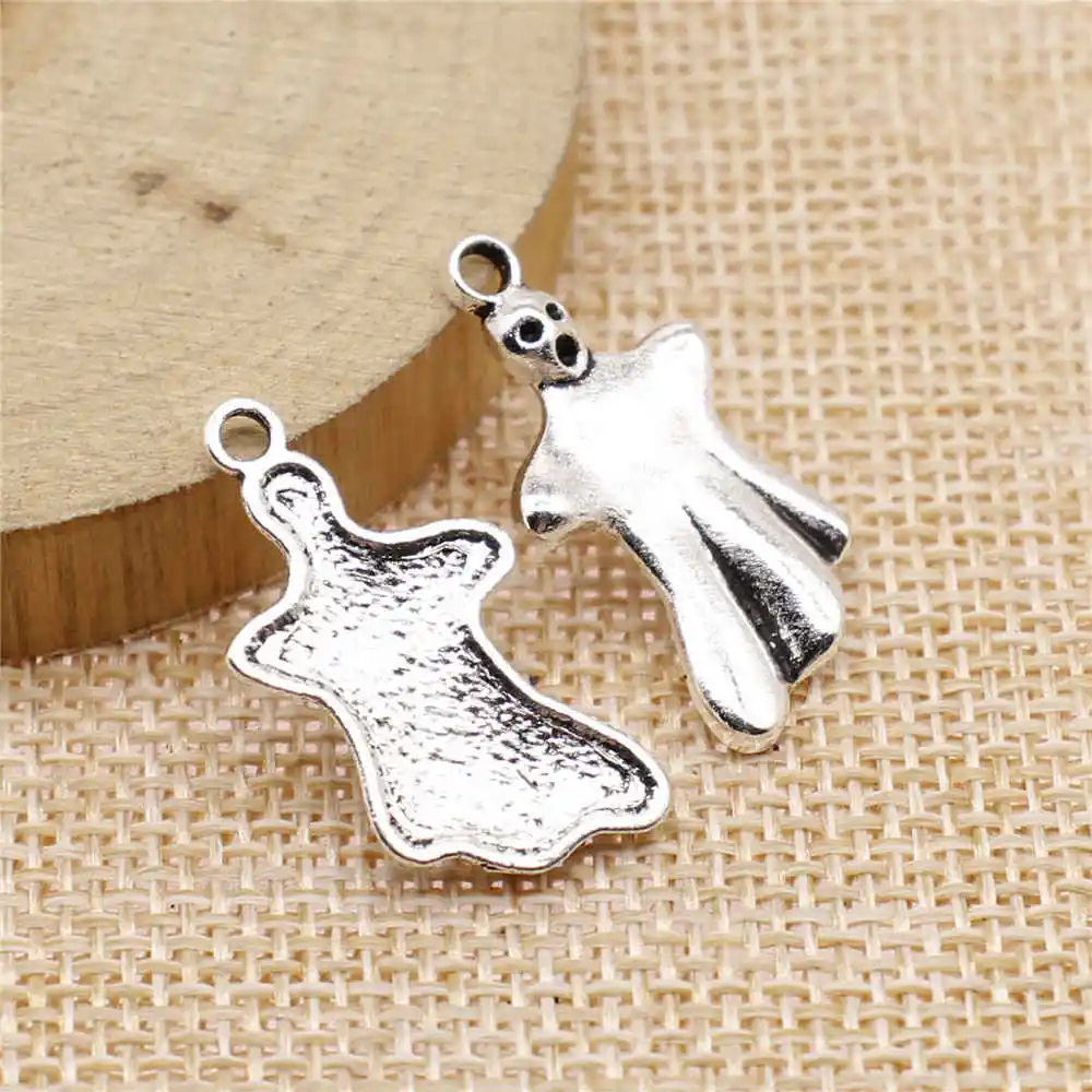 

Earring Charms For Jewelry Making 10pcs Ghost Charms 14x27mm Antique Silver Plated