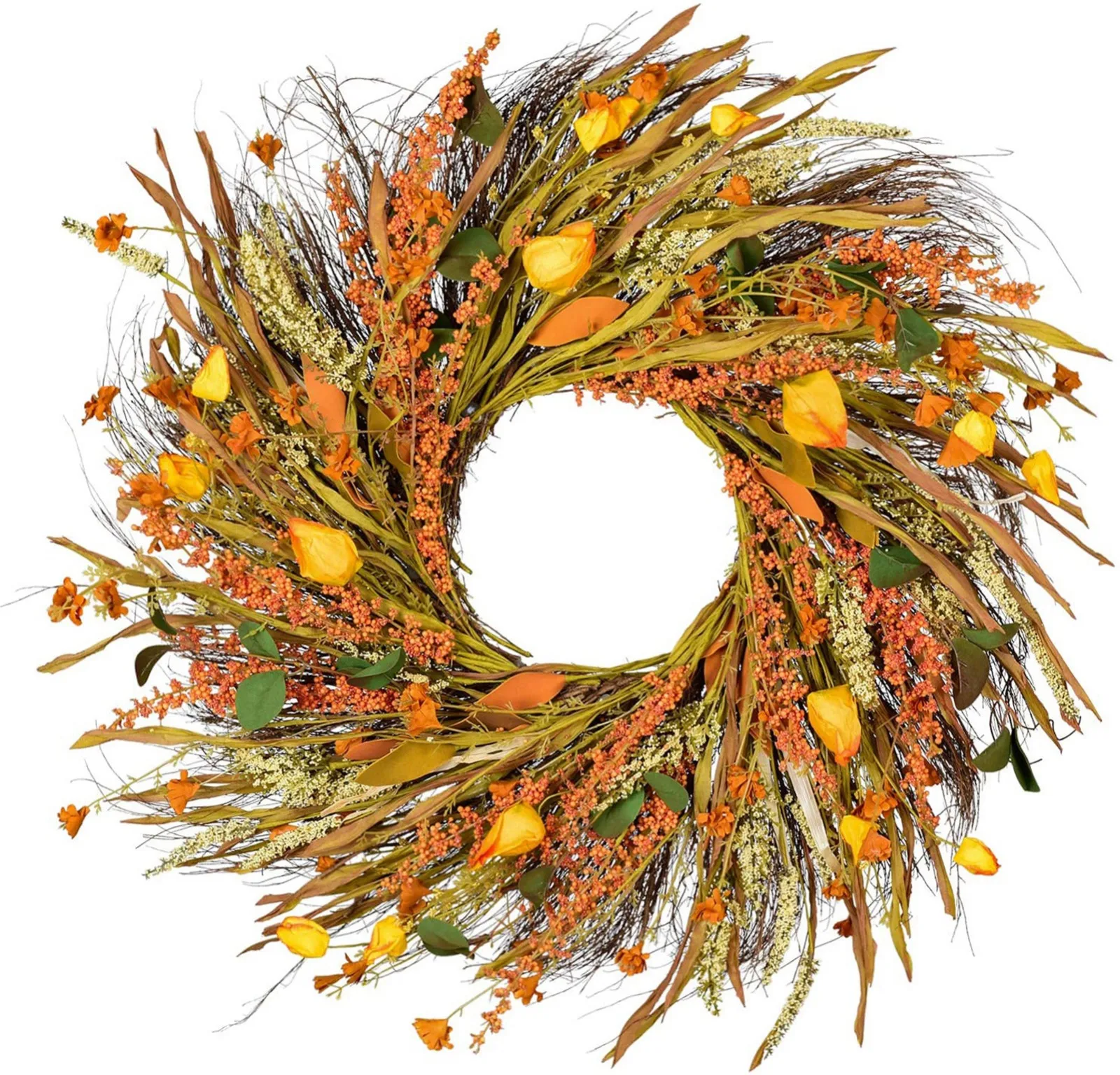 Венок входную дверь венок зерна Урожай золото Ears Circle искусственные цветы для