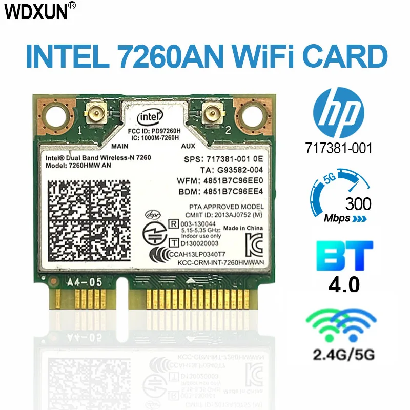Không Dây Kép-N 7260 7260AN 802.11Abgn + BT4.0 Combo Wifi Adapter Dành Cho Hp ZBOOK 14 15 Series, SP 717381-001 wireless network adapter