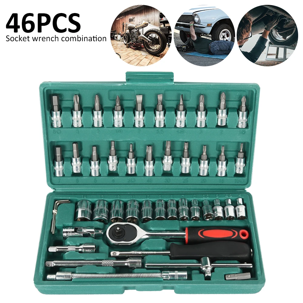 46 шт. Набор комбинированных инструментов 1/4 гаечный ключ с трещоткой набор