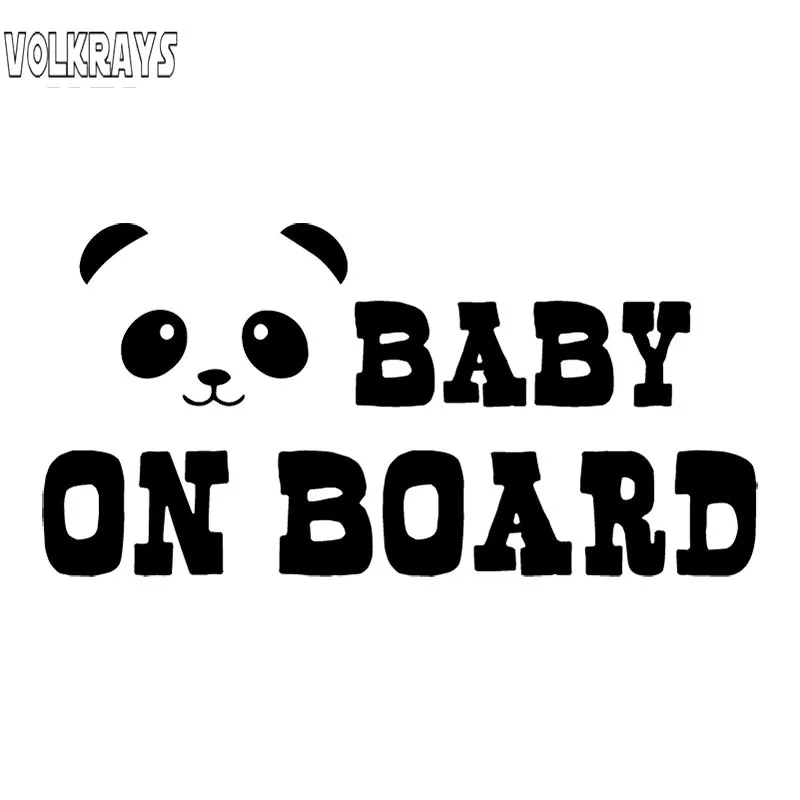

Volkrays Personality Car Sticker Panda Face Baby on Board Accessories Reflective Waterproof Sunscreen Vinyl Decal,7cm*15cm