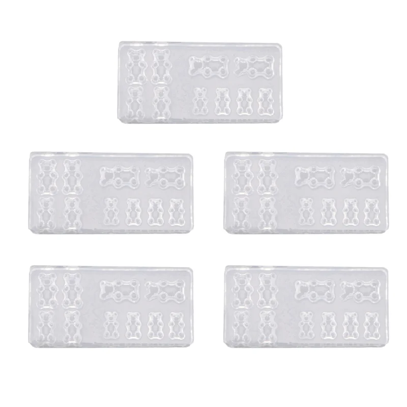

5 шт., силиконовые формы для ногтей ручной работы с милым медведем