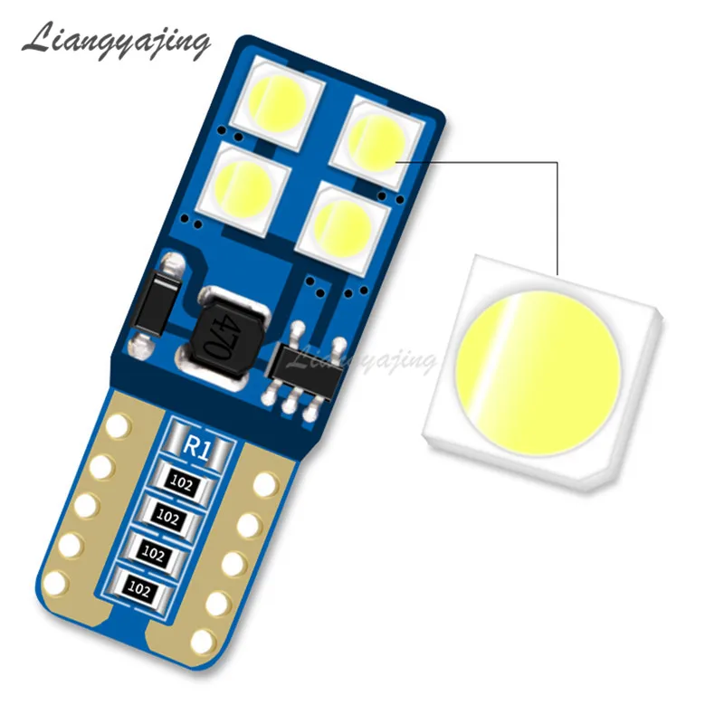 Автомобильная светодиодная лампа Canbus T10 W5W 8SMD 3030 автомобильная с клиновидным