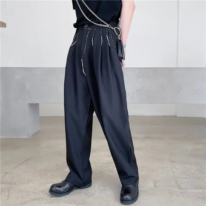 

Pure Color Formal Suit Pants Men Korean Fashion Loose Business Casual Pants Men Harajuku Streetwear Hip Hop Wide Leg Pants Men