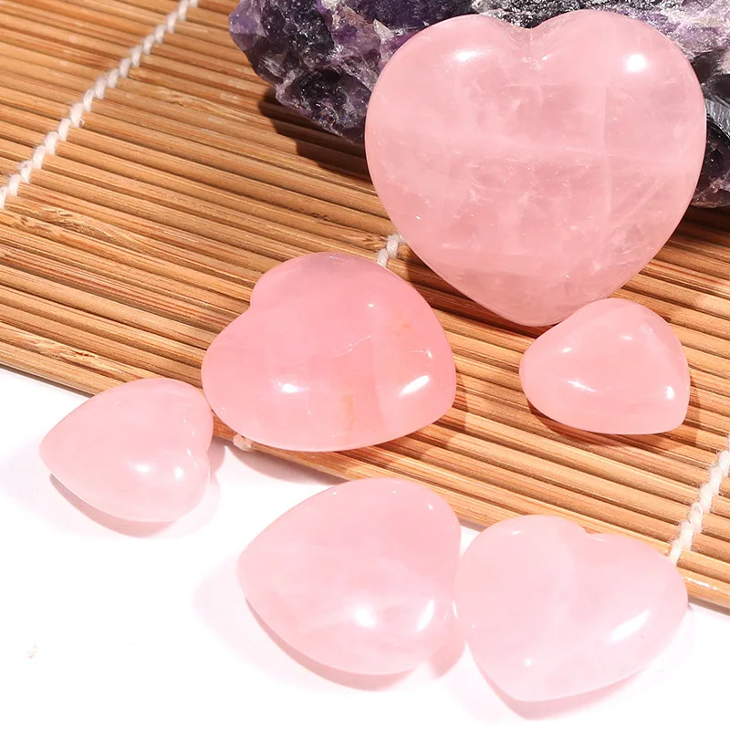 1PCS Natural Rose Quartz Crystal Pink Heart Shaped DIY Making Necklace Pendant Jewelry Gift Home Decoration | Дом и сад