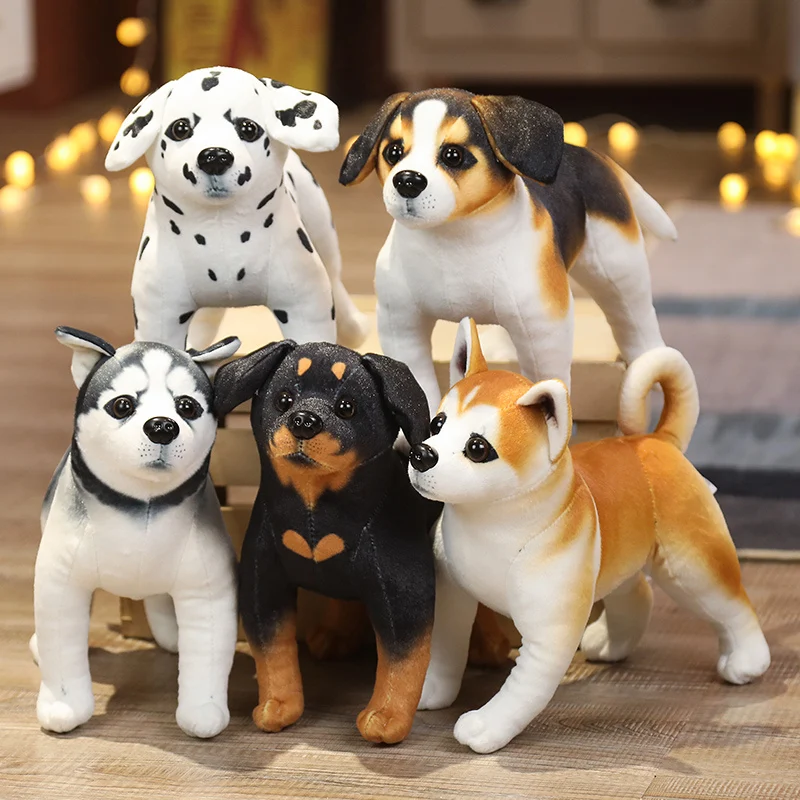 1pc 25CM de simulación perro lindo de felpa juguetes Husky adorable Akita Rottweiler perro muñecos de peluche juguetes de peluche para los niños regalo de Navidad
