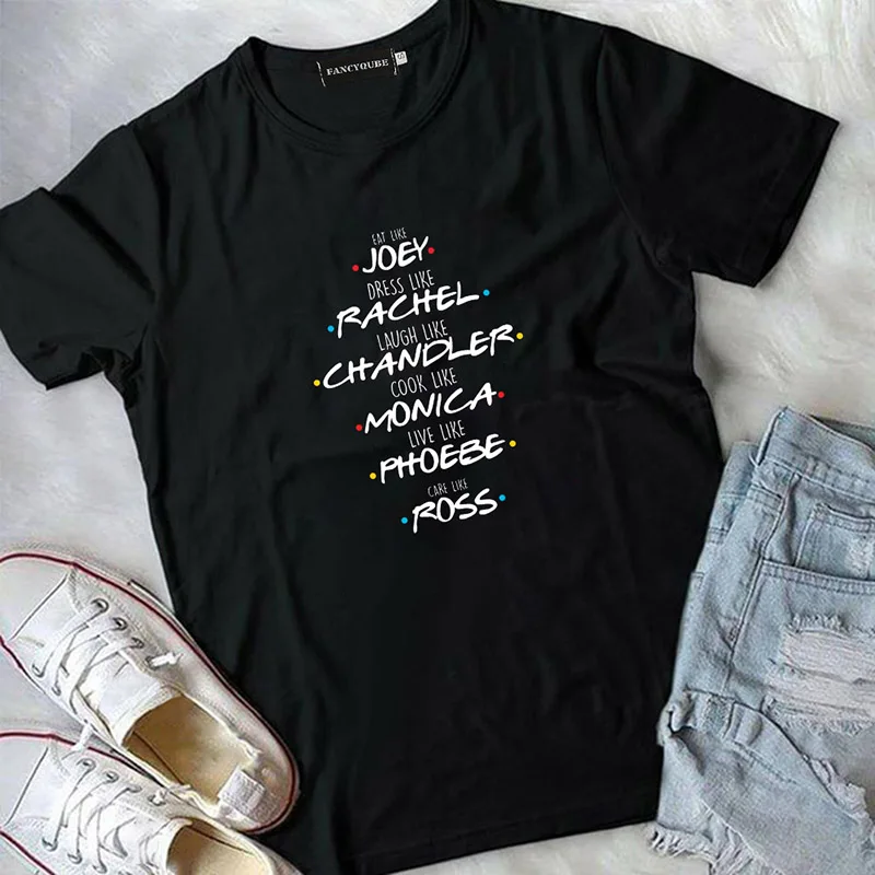 Футболка с готическим рисунком Friends Tee Harajuku женская футболка с буквенным принтом с коротким рукавом и круглым вырезом Женские топы