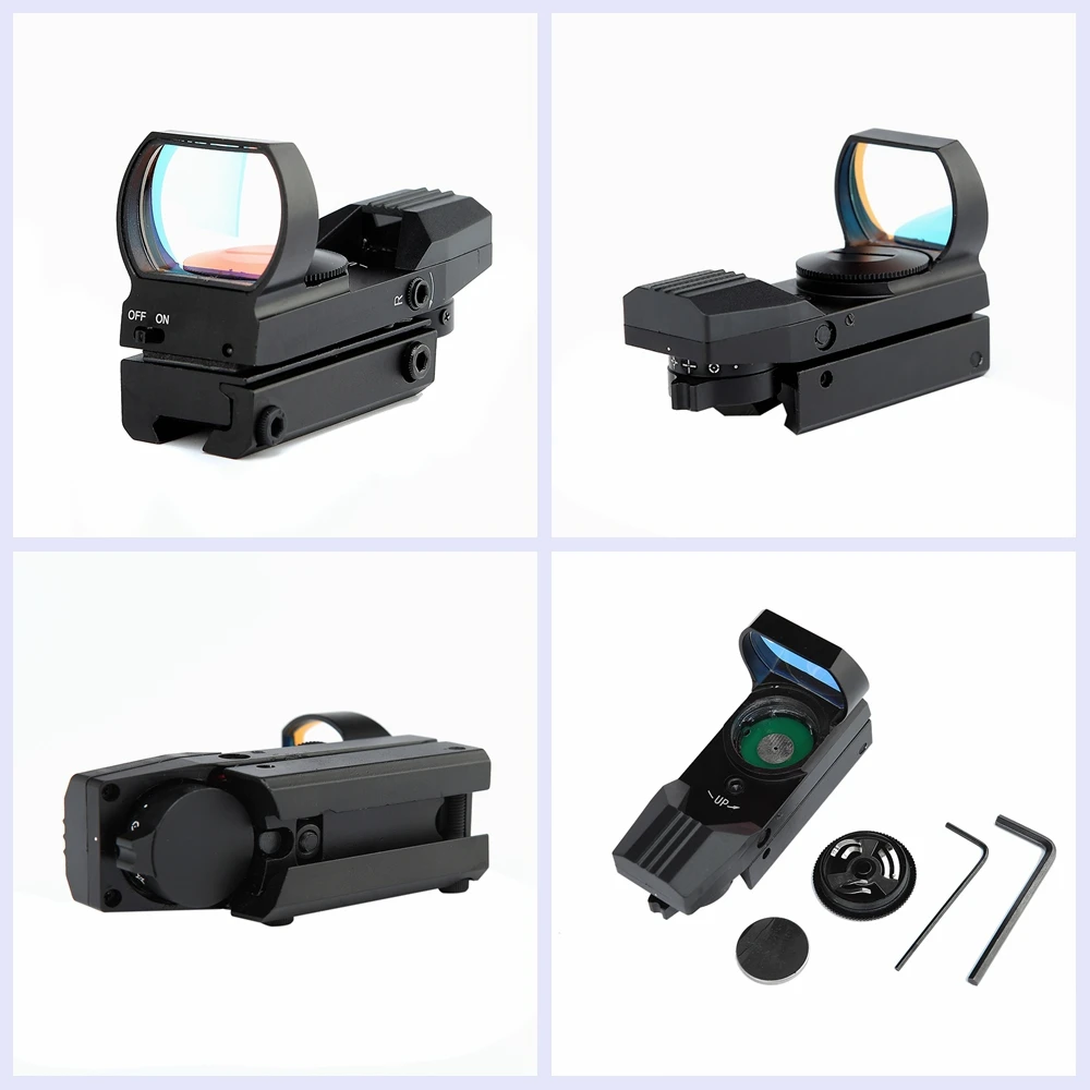 

Hot 105 Tactical Scope Collimator Sight 20mmRail Reflex 4 Reticle Riflescope Hunting Optics Holographic Red Dot Sight
