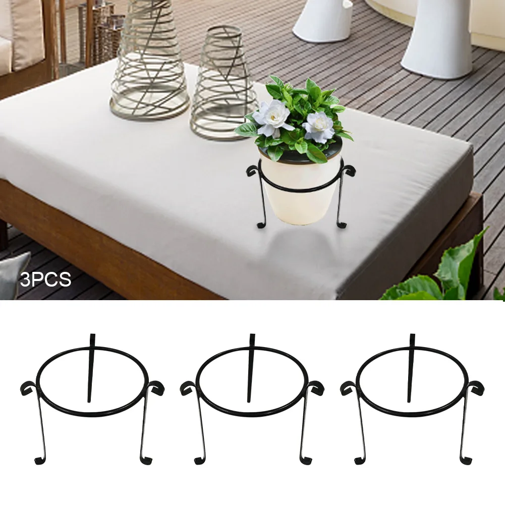 

3pcs Retro Plant Stand Iron Home Decor Outdoor Garden Heavy Duty Round Floor Free Standing Multipurpose Anti Slip Display