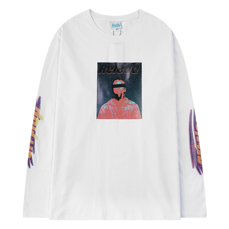 

ins street Hip Hop T Shirt Long-Sleeve 20 autumn Japanese tooling printing long-sleeved T-shirt BF loose bottoming shirt TEE