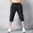 Мужские пляжные шорты-бермуды, быстросохнущие черные длинные шорты, мужские шорты, летние бриджи, 2021 тонкие нейлоновые брюки длиной 34