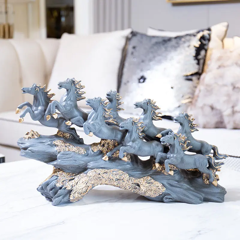 Современные украшения из эпоксидной смолы счастливый фэн-шуй восемь лошадей