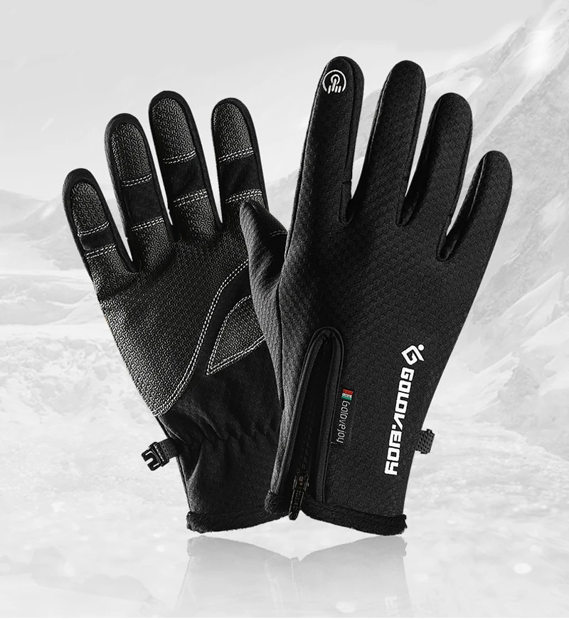 

Лыжные нескользящие перчатки для сенсорных экранов, зимние теплые флисовые мотоциклетные водонепроницаемые ветрозащитные перчатки для ез...