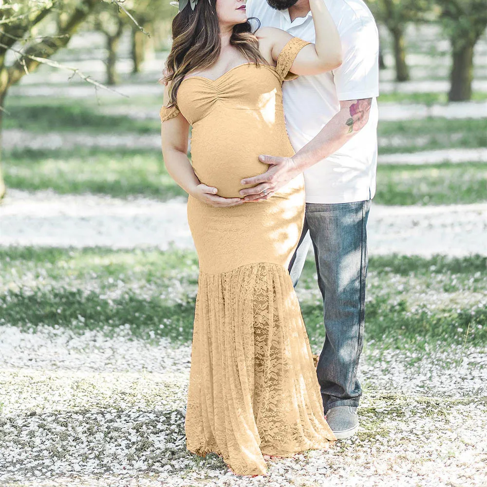 Новинка Элегантное кружевное платье для беременных Реквизит фотосессии Длинные