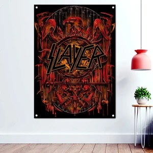 Vintage Rock Music Band Banners Wall Art Home Decoration Death Metal Artist Poster Scary Blood Skull