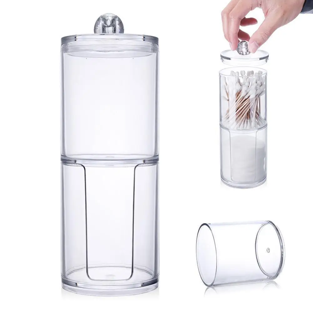 

Cotton Swab Makeup Organizer Storage Box Portable Container Jewelry Storage Cotton Up Make Case Cosmetics Organizer Round C T7C4