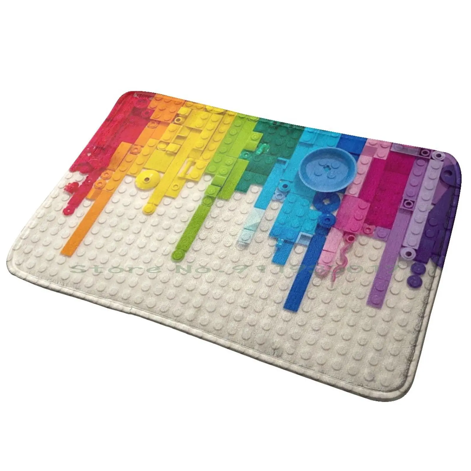 Радужный коврик для входной двери ванной неоновый страшный желтый голубой лайм