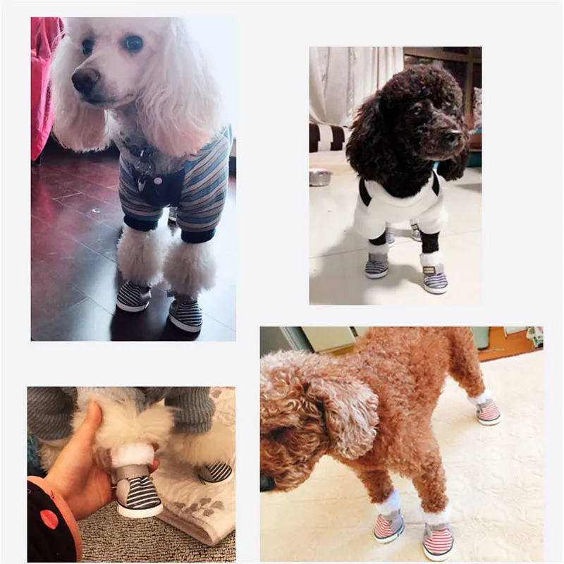 4 шт для питомцев зимний теплый ботинки щенок Смешанный хлопок теплая зимняя