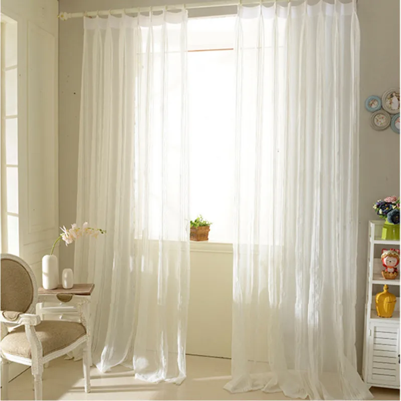 

Modern Linen Striped Sheer Curtain For Living Room Bedroom White Voile Tulle Curtains Window Treatments Customized Drapes