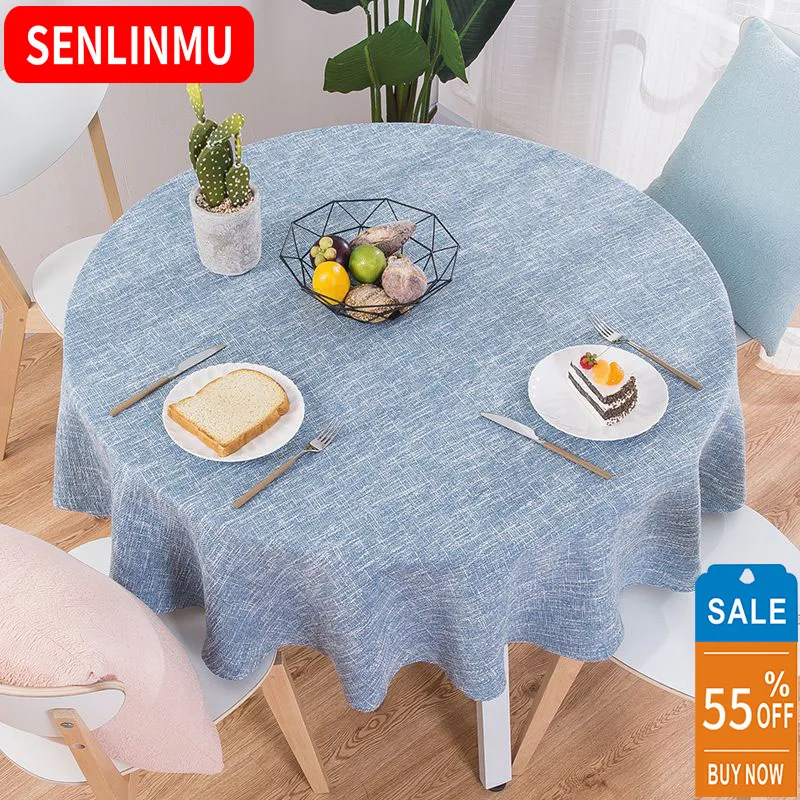 

Круглая скатерть SENLINMU из хлопка и льна, однотонная скатерть для свадебной вечеринки, пасторальный декор для стола в скандинавском стиле кух...