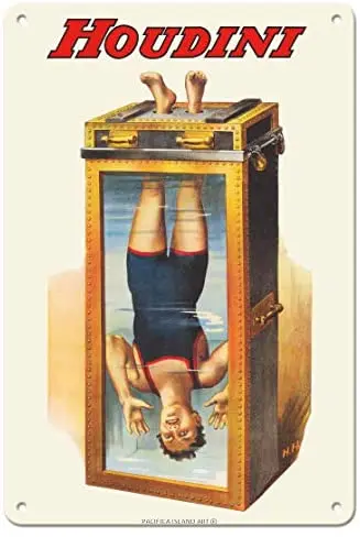 

Harry Houdini - Water Torture Cell - Magic Poster c.1913 Metal Tin Sign