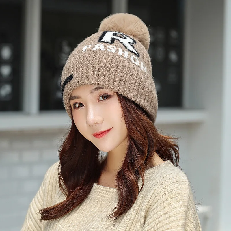 Женская шапка Beain тёплые вязаные шапки шерсть зима осень Skullies Beanie hat Женские однотонные черные женские уличные шапки