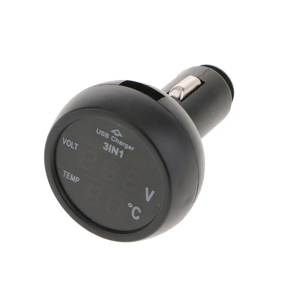 

3 в 1 цифровой светодиодный Автомобильный Вольтметр термометр автомобильное зарядное устройство USB 12 В/24 В