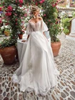 Винтажное дизайнерское фатиновое свадебное платье в горошек с открытыми плечами, полупышные рукава, романтичные Свадебные платья 2020, Vestidos De Noiva